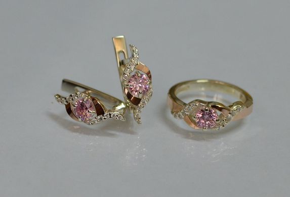 Серебряный набор с золотыми пластинами 128 22
