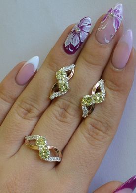 Серебряный набор с золотыми пластинами 076 22