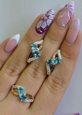 Серебряный набор с золотыми пластинами 076 22
