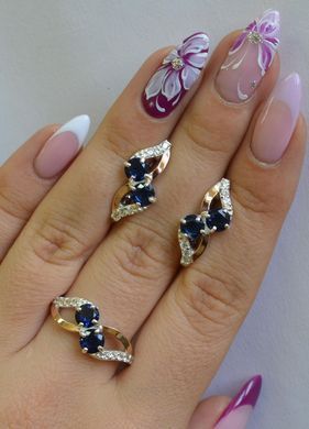 Серебряный набор с золотыми пластинами 076 22