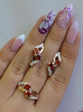 Серебряный набор с золотыми пластинами 076 22