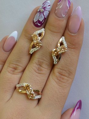 Серебряный набор с золотыми пластинами 076 22