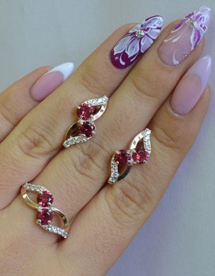Серебряный набор с золотыми пластинами 076 22