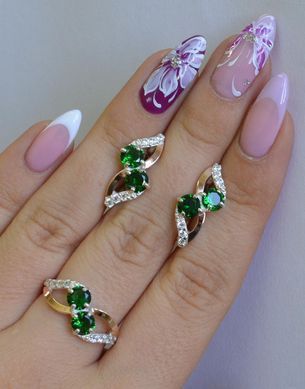 Серебряный набор с золотыми пластинами 076 22