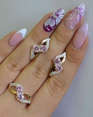 Серебряный набор с золотыми пластинами 076 22
