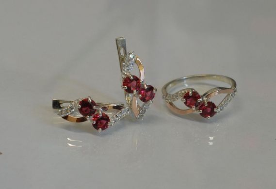 Серебряный набор с золотыми пластинами 076 22