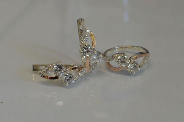 Серебряный набор с золотыми пластинами 076 22