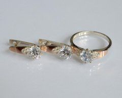 Серебряный набор с золотыми пластинами 124 22