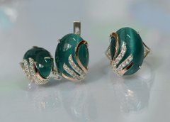 Серебряный гарнитур с золотыми накладками 149 22