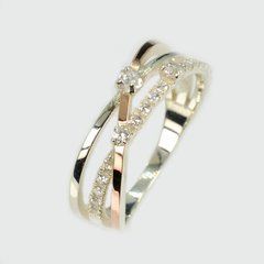 Серебряное кольцо с золотыми вставками 334к 22