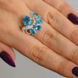 Серебряное кольцо с золотыми вставками 153к 21