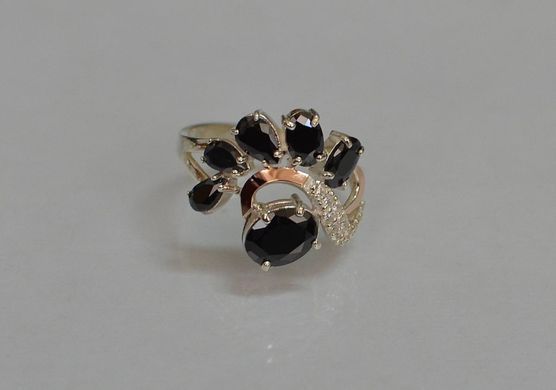 Серебряное кольцо с золотыми вставками 153к 21