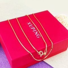 Цепочка из медицинского золота 18К Плетение Снейк квадратный 60 см х 1 мм Xuping 30117