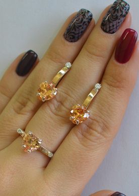Серебряный набор с золотыми пластинами 025 22