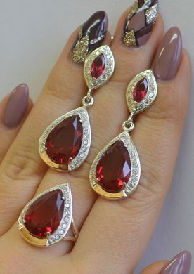Серебряный набор с золотыми пластинами 038 22