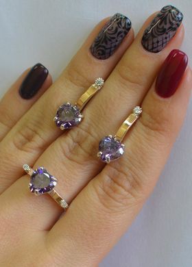 Серебряный набор с золотыми пластинами 025 22