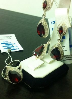Серебряный набор с золотыми пластинами 038 22