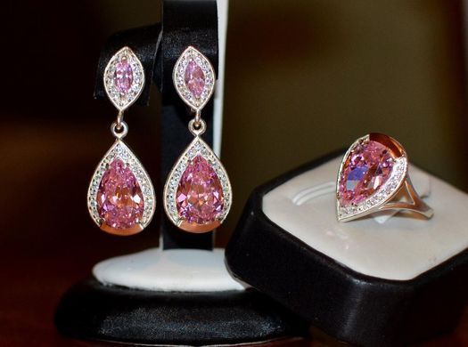 Серебряный набор с золотыми пластинами 038 22