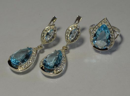 Серебряный набор с золотыми пластинами 038 22
