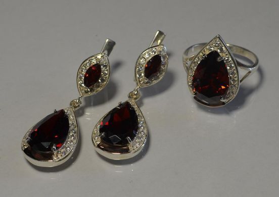 Серебряный набор с золотыми пластинами 038 22