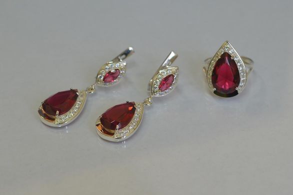 Серебряный набор с золотыми пластинами 038 22
