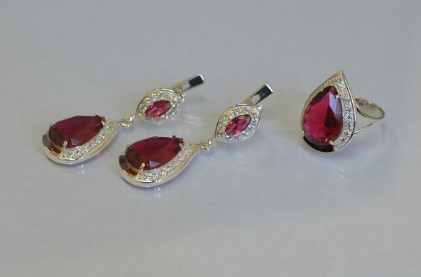 Серебряный набор с золотыми пластинами 038 22