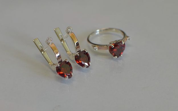 Серебряный набор с золотыми пластинами 025 22