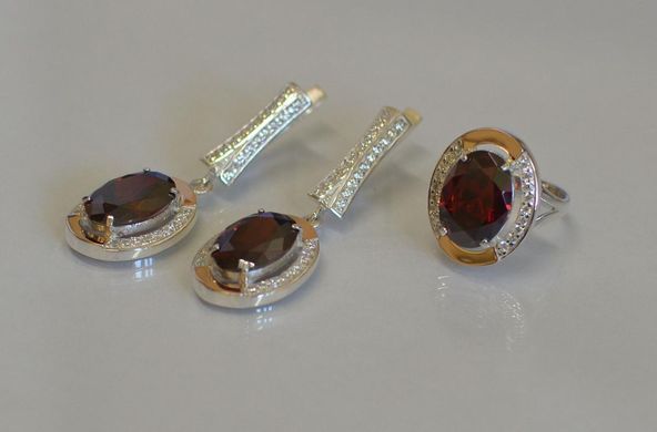 Серебряный набор с золотыми пластинами 037 22