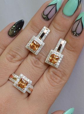 Серебряный набор с золотыми пластинами 048 22
