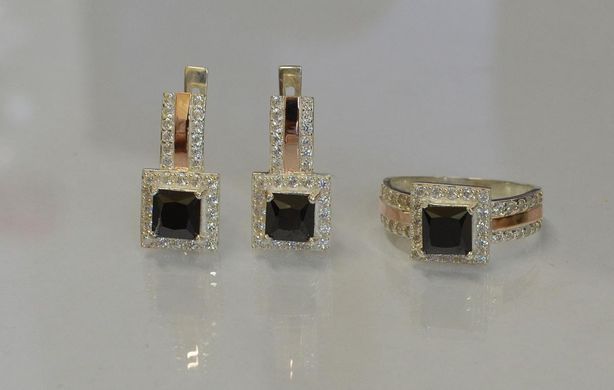 Серебряный набор с золотыми пластинами 048 22